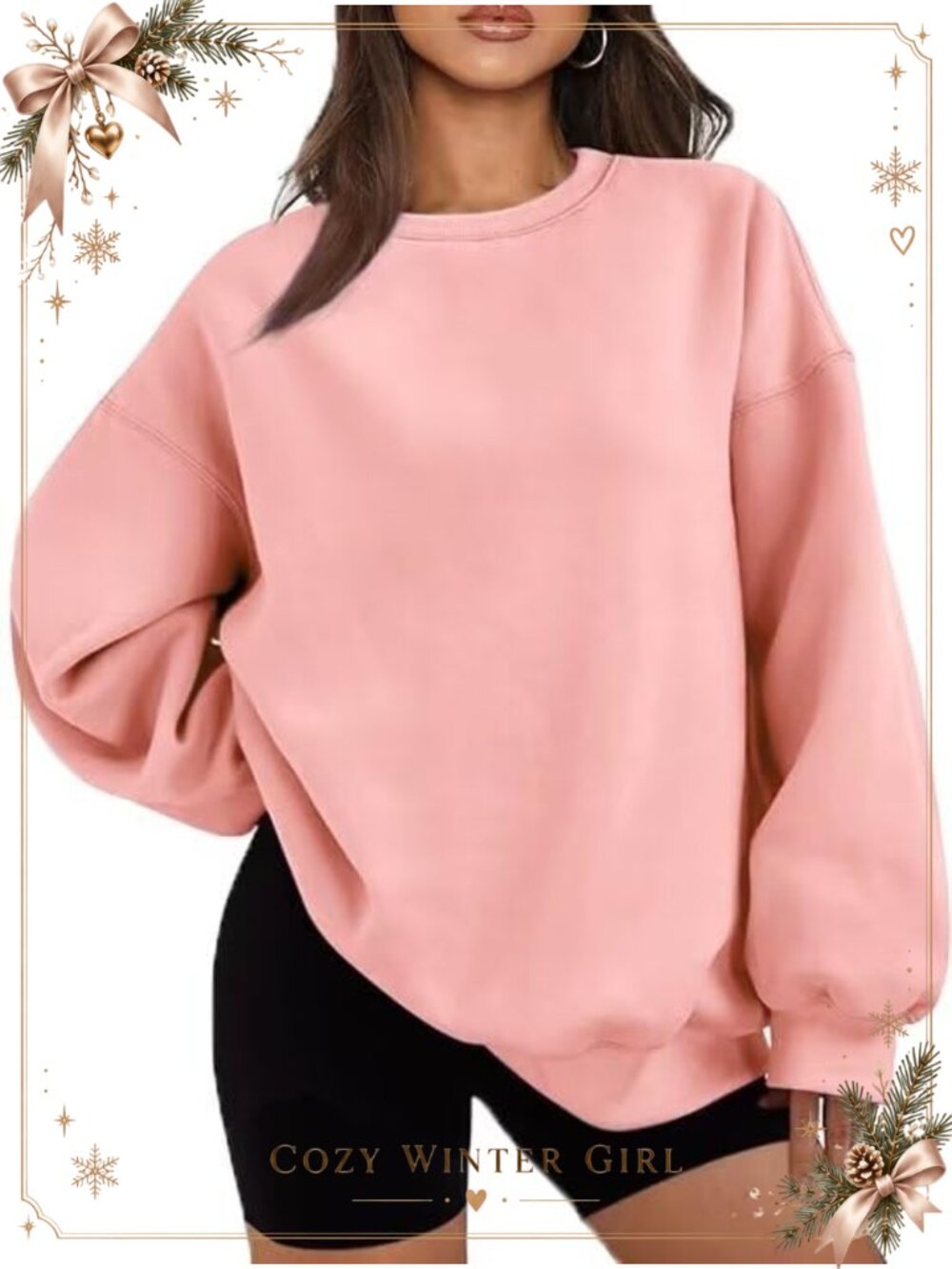 Oversized Crewneck Sweatshirt Cotton Blend Pullover Casual Fall